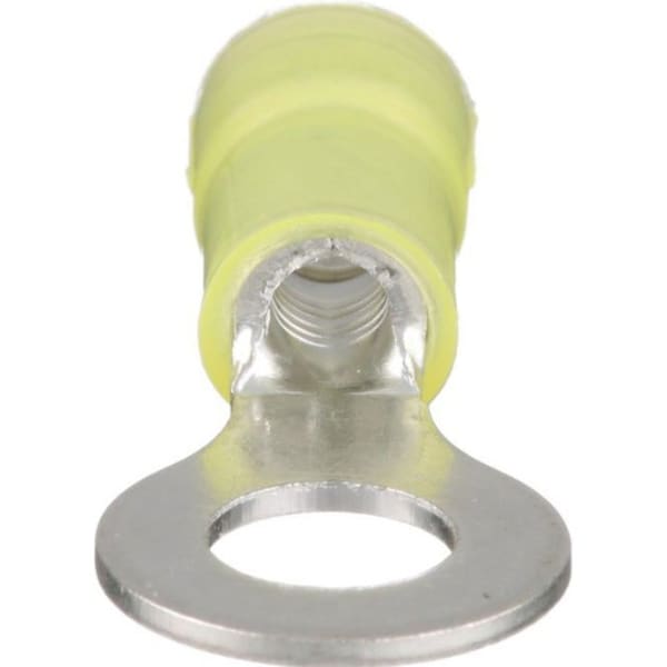 Panduit Ring Terminal, 1/4 in Stud Size, 10 AWG, 1,000 V, Nylon Insulated, Yellow, 500 PK PNF10-14R-D - main